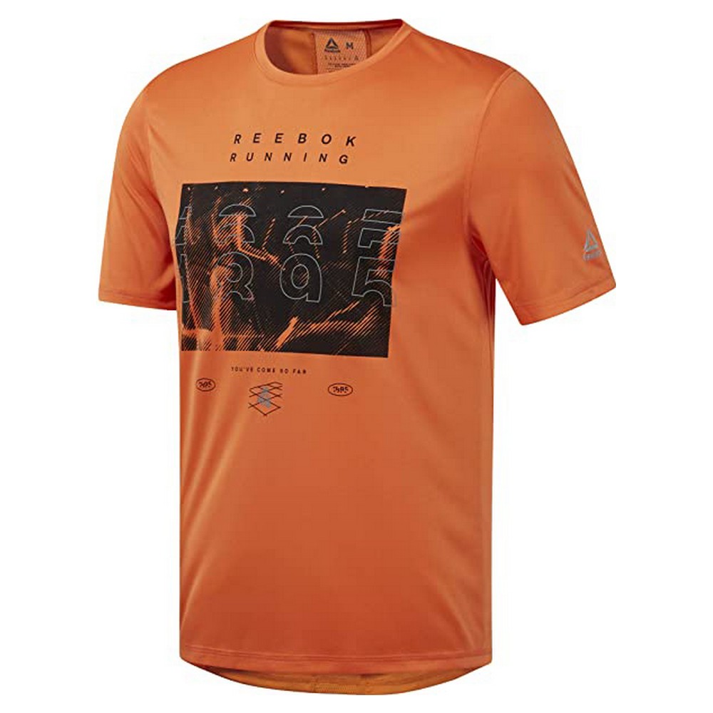 Men’s Short Sleeve T-Shirt Reebok RUN CREW TEE DY8322 Orange S ...